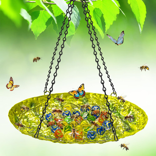 MeyRolizn Hanging Bee Butterfly Watering Station,Metal Butterfly Bee Feeder