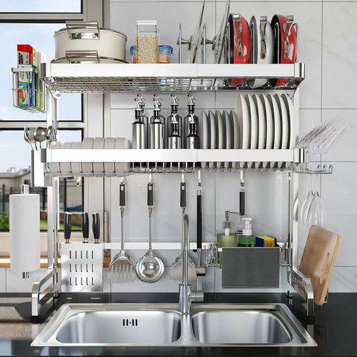Over The Sink Dish Drainer Drying Rack 3 Tier Adjustable Width