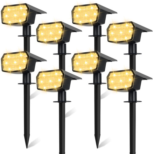 8-Pack Solar Spot Lights Outdoor Waterproof,Landscape Spotlight Warm White