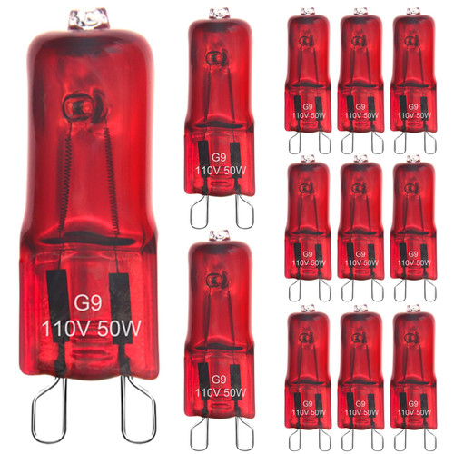 APlayfulBee G9 Reptile Heat Lamp Bulbs Mini Reptile Light 12Pcs, G9 Halogen Bulbs Dimmable Night Red for Reptiles and Amphibian Tanks Bearded Dragon Turtle Lizard (50, Watts)