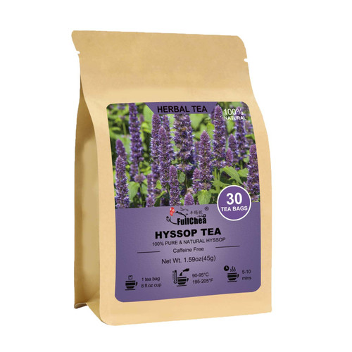 FullChea - Hyssop Tea Bags, 30 Count, Dried Hyssop Leaves & Flowers