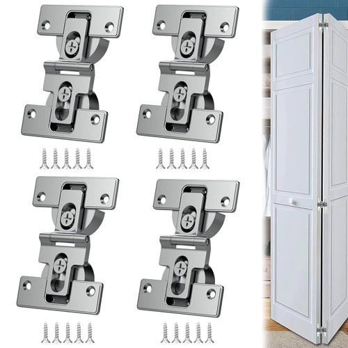 Pisman Bifold Cabinet Door Hinge, 180 Degree Adjustable (4PCS)