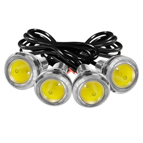 JRQLOV 4Pcs 23mm COB DC 12V Eagle Eye LED Car Fog DRL Daytime Running Light Car ATV Camper Trunk Motorcycle Marker Lights Lamp Tail Reverse Fog Light Signal Lamp (White)