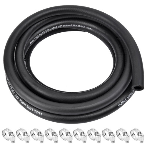 1/4 Inch ID Fuel Line Hose - 10FT Fuel Line with 10PCS Hose Clamps,300PSI High-Pressure Fuel Line for Automotive Fuel Systems Engines (1/4" ID-10Ft)