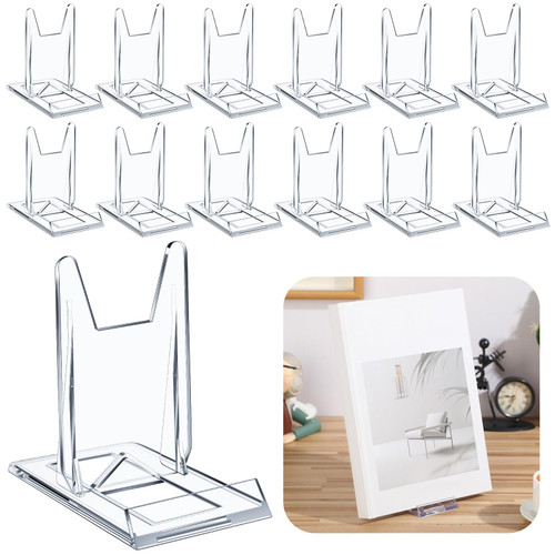 Memorywuu 12 Pack Acrylic Book Stand for Display Adjustable, 4.2in H