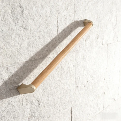 5 FT Modern Aluminum Handrail Set - ADA Compliant Indoor & Outdoor Stair Railing. 1.4" Diameter Grab Bar. Wall-Mounted with 90°Wall Return End. Ideal for Safe Grip，Rust Free(Cherry Wood Grain, 5FT)