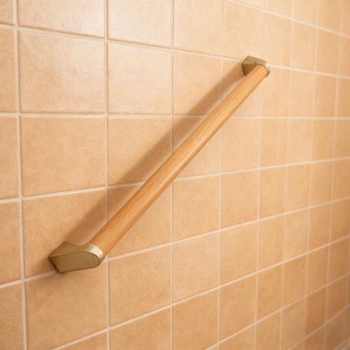 14 FT Modern Aluminum Handrail Set - ADA Compliant Indoor & Outdoor stair railing. 1.4" Diameter Grab Bar. Wall-Mounted with 90°Wall Return End. Ideal for Safe Grip，Rust Free(Cherry Wood Grain, 14 FT)