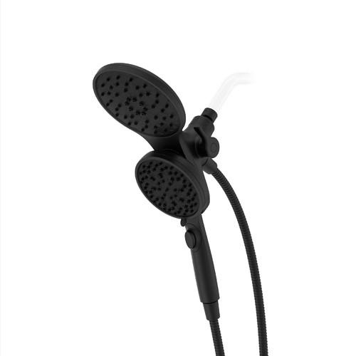 Pfister HydroFuse Dual Shower Head with Handheld Combo, 6-Function High Pressure Magnetic Docking System, 2.5 GPM Flow Rate, Spot Defense Matte Black Finish with Hose 020HFM01SDB