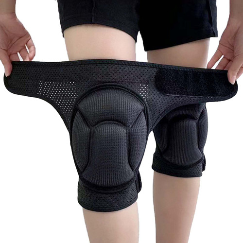 JYBTAA Knee Pads for Men Women Work, Mesh Straps Fabric, Black M (1 Pair)