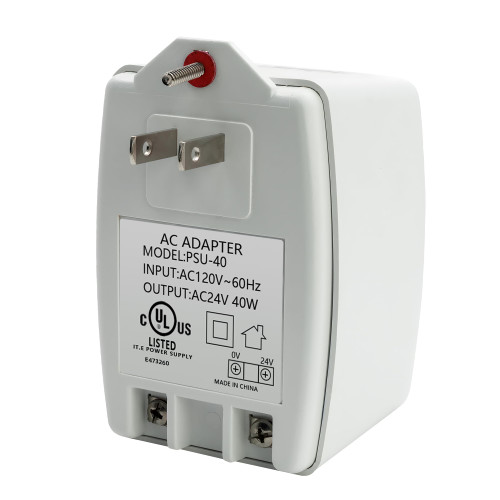 Plug-in Doorbell Power Supply, 24V 40VA Auto-Resetting AC Transformer