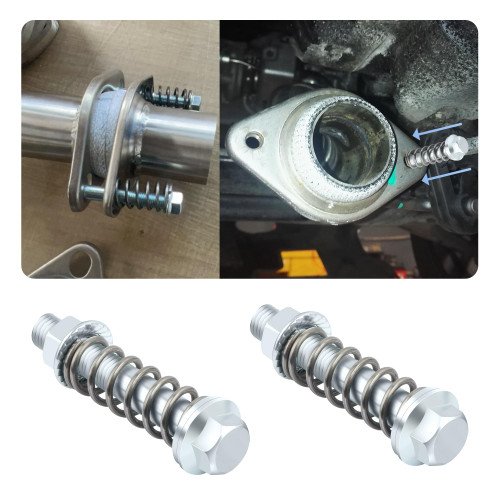 2PCS Car Exhaust Manifold Bolts,Steel M10x1.5 mm Exhaust Bolts and Nuts Kit with Springs for Exhaust Gasket,Professional Exhaust Flange Bolts Car Accessories for Most Cars (Silver)