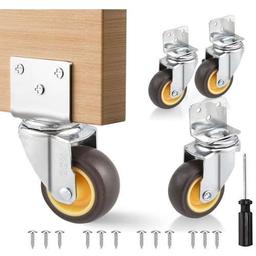 HOD 2" Side Mount Casters Set of 4, L-Shaped 360° Swivel