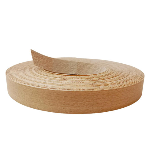 Beech Edge Banding 3/4" X 50' Roll,Preglued Iron On Wood Veneer Strips,Hot Melt Self Adhesive Edgebanding Roll,Flexible Wood Tape Edging Trim for Furniture Plywood Cabinet Repair