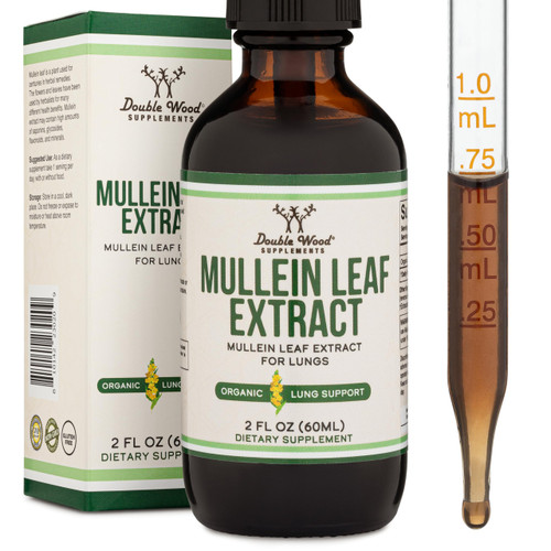 Organic Mullein Leaf Drops for Lungs, Alcohol-Free, No Chlorophyll, 2 oz