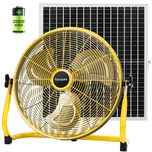 Fanspex 18" Solar Rechargeable Floor Fan for Outdoor Gazebo Greenhouse Barn