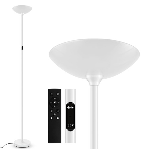 BoostArea Dimmable Floor Lamp,30W 3000LM Super Bright LED Torchiere Standing Lamp with Remote & Touch Control,71 in Tall Pole Sky Modern Floor Lamps for Living Room Bedroom Office,2700k-6500k,White