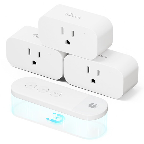 TREATLIFE 3Pack Mini Remote Control Outlet Plug with Magnetic Remote, 15A/1800W Wireless Light Switch for Lamps, Fans, Household Appliances, No Hub Required, 2 Years Warranty