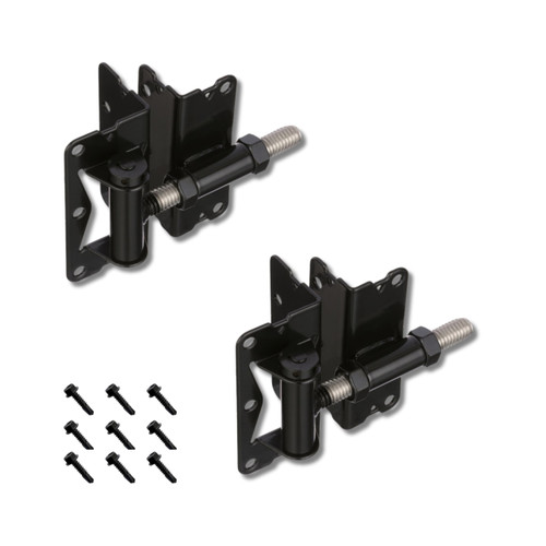 Advantage Industries Self-Closing Gate Hinge for Aluminum Gate | Powder-Coated Stainless-Steel Hinge | Horizontal Adjustable | Heavy-Duty Enclosed Spring | 2-Side Gate Attachment (Pair) – Black