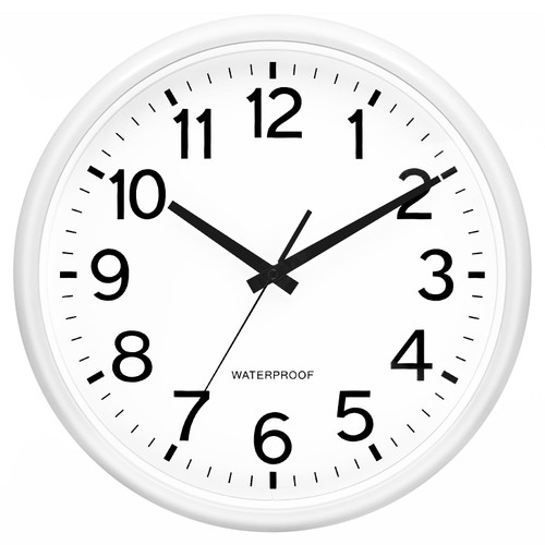 Caysie 16 Inch Sealed Large Outdoor Clocks Waterproof (White)