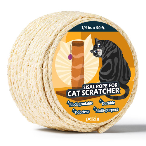 Natural Sisal Rope for Cat Scratcher and Scratching Post 1/4 Inch, 50 Feet