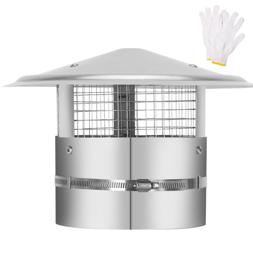 9 Inch Round Chimney Cap,Adjustable Roof Cap for Vents,Chimney Cap with Screen in Stainless Steel,Round Rain Cap for All-Round Chimney Protection,Round Roof Rain Chimney Cover,9 Inch Round Chimney Cap