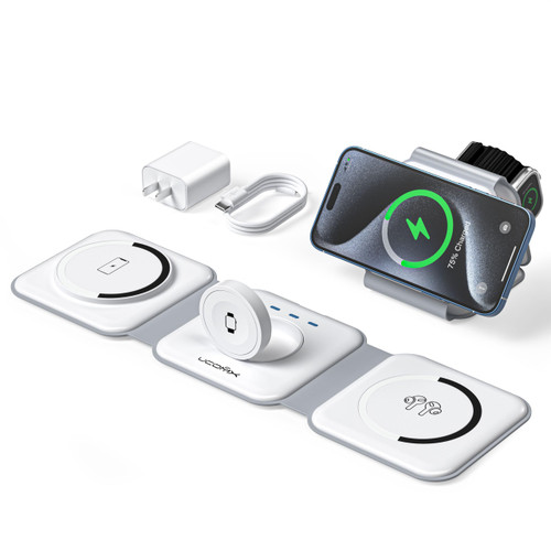 UCOMX Wireless Charging Station for Apple, 3-in-1 Magnetic Foldable Charger