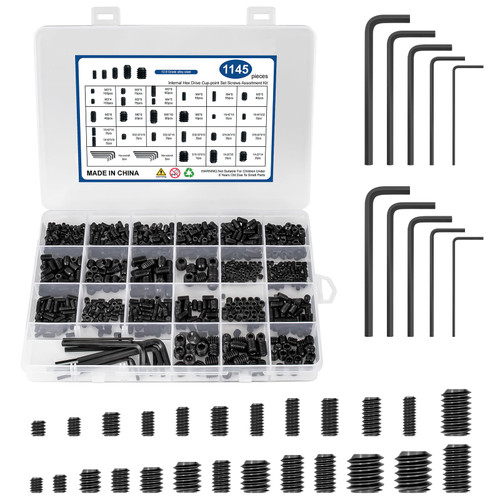 1145PCS 25 Sizes Metric & SAE Set Screw Assortment Kit