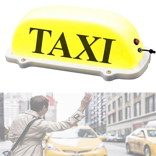 LEEYIKE Taxi Sign USB Rechargeable Battery Drives Top Light Roof Sign with Magnetic Base Waterproof Logo Sign Light Yellow Push Button Switch
