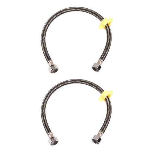 Skweawert 16 In Faucet Supply Lines 1/2x1/2 2Pack Black Braided Steel