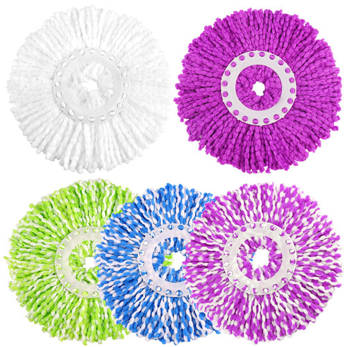 NICEMOVIC 5 Pack Spin Mop Replacement Head for 360° Spin Mop System, Round Shape Standard Universal Size Mop Head, Microfiber Spin Mop Refills Easy Cleaning and Machine Washable