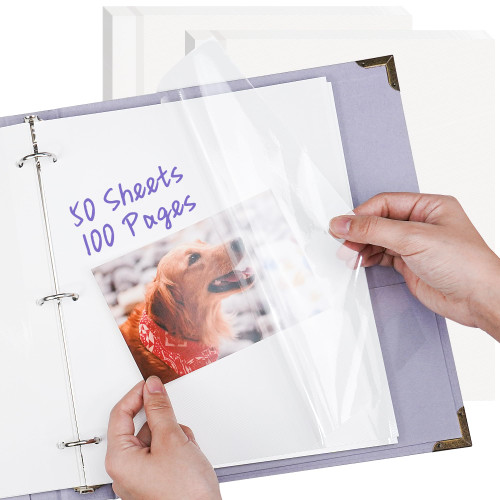 Remowith 9x11 Self-Adhesive Photo Album Refill Pages, 3-Ring, 100 Pages