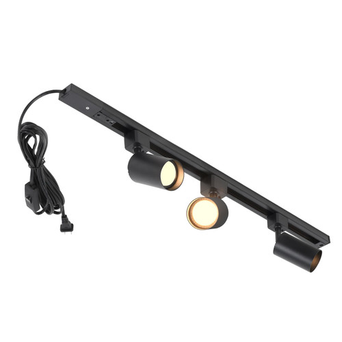 Hiiglxii Plug in Track Lighting with Power Cord, 3-Light GU10 Track Lighting Kit with Track Rail, Modern Kitchen LED Lighting Fixtures Ceiling Wall Spot Light, 13FT Plug Cord, Black (No Bulbs)