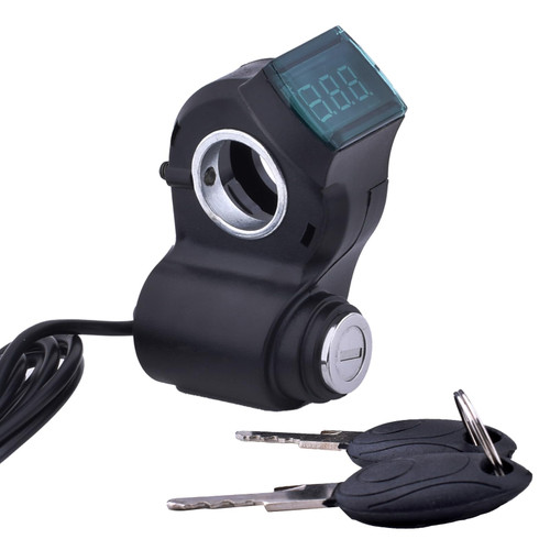 Universal 12V-96V Anti-Theft Ebike Key Ignition LED Voltmeter Key Switch