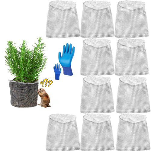 10 Packs Gopher Baskets 5 Gallon Size Stainless Steel Metal mesh to Protect Plant Root from Gophers, Moles and Voles