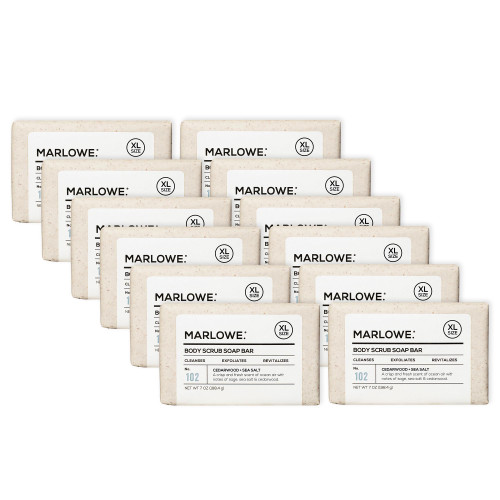MARLOWE. Body Scrub Soap, Exfoliating Soap Bar, Cedarwood, 7 oz (12 Bars)
