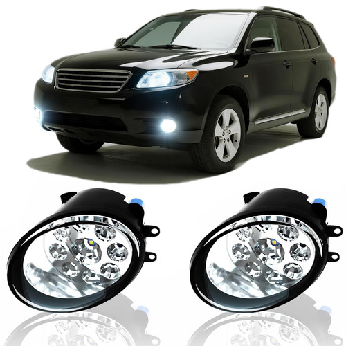 qobsos LED Fog Light For Toyota Highlander 2008-2011 Pair Bumper Fog Light Driving Lamp Replacement Fog Light Assemblies,6000k White,Pack of 2