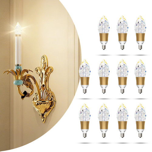 VIZBMYR 6 Pack Crystal Decorative LED Light Bulbs 5w, 40 Watt Equivalent, Fancy Unique Chandelier Light Bulbs E12 Base Non-dimmable,3000K Lightbulbs for Staircase,Bars,Ambience (FP-17A, 6PCS)