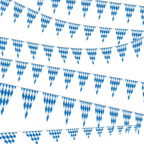 WNSIRVY Oktoberfest Bavarian Pennant Banner Flag, 164 Feet, Blue/White, Rectangular, Polyethylene (PE) Material, 5 Packs of 20 Flags Each