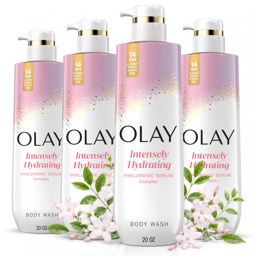 Olay Intensely Hydating Repair Body Wash for Women, Triple Complex with Repair Lipids, Vitamin B3, & Hyaluronic Acid, Intense Hydration & Long-Lasting Moisture, For All Skin Types, 20 oz (Pack of 4)