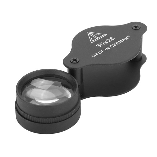 30X 60X Illuminated Jewelers Loupe Magnifier with 30X Glass Jeweler Loupe Loop Eye Magnifier, Metal Construction Optical Glass for Jewelry and Antique Inspection, Black