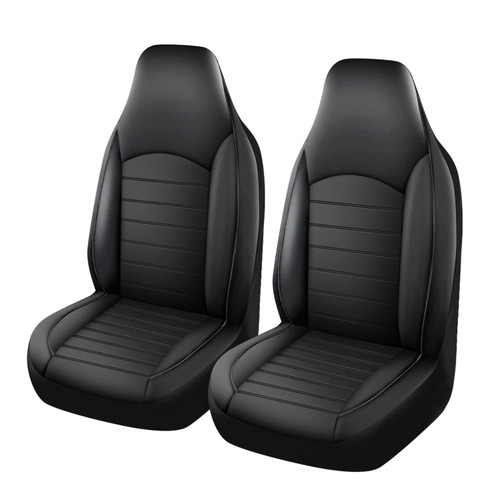 XIANGDING High Back Front Seat Covers, Waterproof PU Leather, Airbag Compatible for Car Truck Jeep Van SUV (Black)