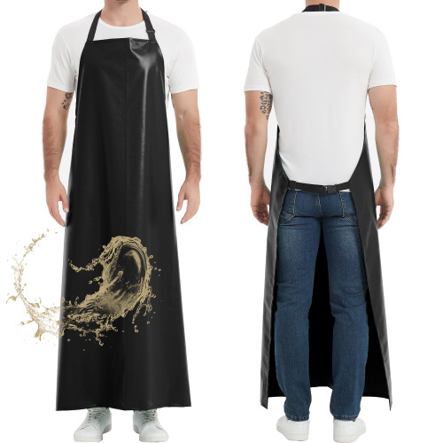 Heavy Duty Extra Long Oil & Chemical Resistant Thicker Rubber Aprons Black