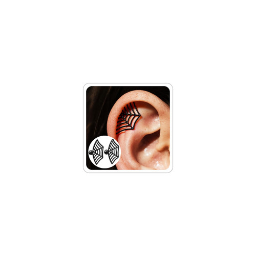 ANGLEQUEEN Gothic Spider Earrings for Women Punk Spider Web Cartilage Earrings Minimalist Spider Web Stud Earrings Helix Piercing Earrings Halloween Jewelry Accessories (Black Thread)