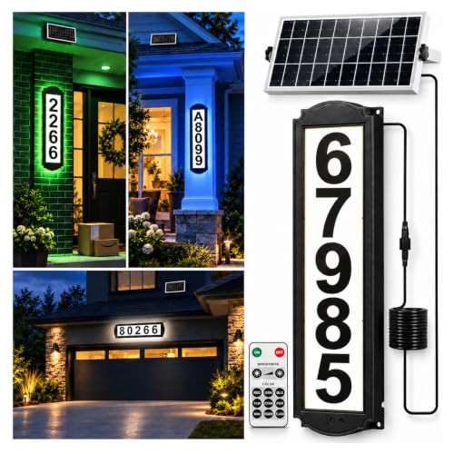 T-SUNUS Solar House Numbers with Separate Panel, IP65 Waterproof Outside
