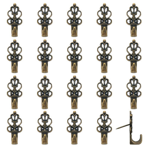 Rddconkit Push Pin Hangers，20 Pcs Zinc Alloy Pin Hooks Picture Hanging Nails for Home Office Fabric Wall Wooden (Bronze)