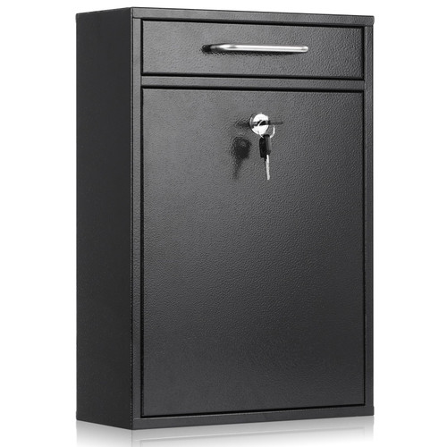 xydled Metal Mailbox Wall Mount, Locking Mailbox with Key Lock, Black, XL