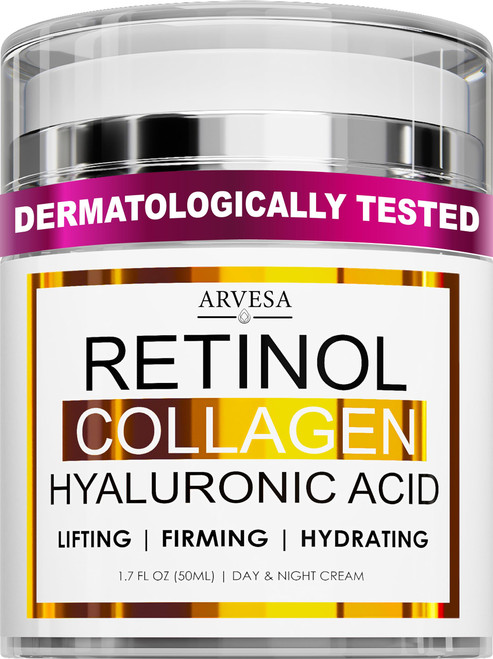Retinol Cream for Face, Anti-Aging Moisturizer, Collagen & Hyaluronic Acid