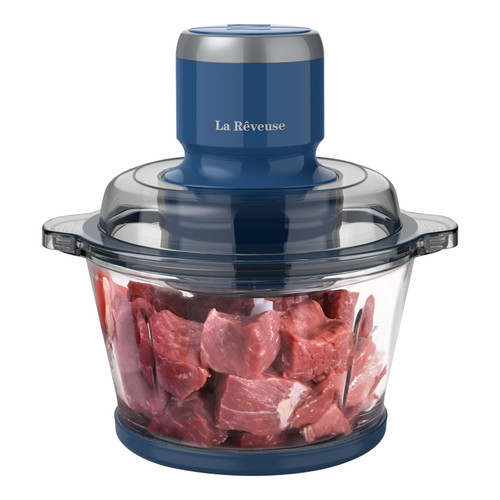 La Reveuse Electric Food Processor, 7-Cup Food Chopper Glass Bowl, Blue