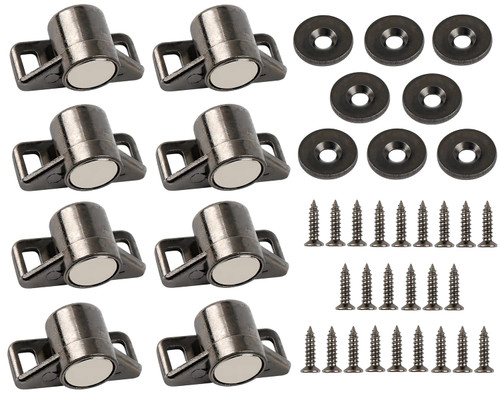 BFDYY 8 Pack Magnetic Cabinet Latch with Magnet for Cabinet Latch, Cabinet Magnetic Latch for Kitchen Closet Door Close Magnetic Latch Closer (Gun Metal 8 Pack)