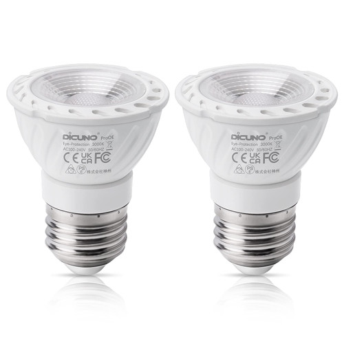 DiCUNO ProOE PAR16 LED Bulb 5W, 3000K Warm White, High CRI 98 400LM, 2-Pack